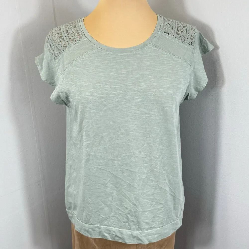 Kuhl Sz S Shilo 100% Organic Cotton Top Blouse Crochet Lace Shoulder 8521 NWOT